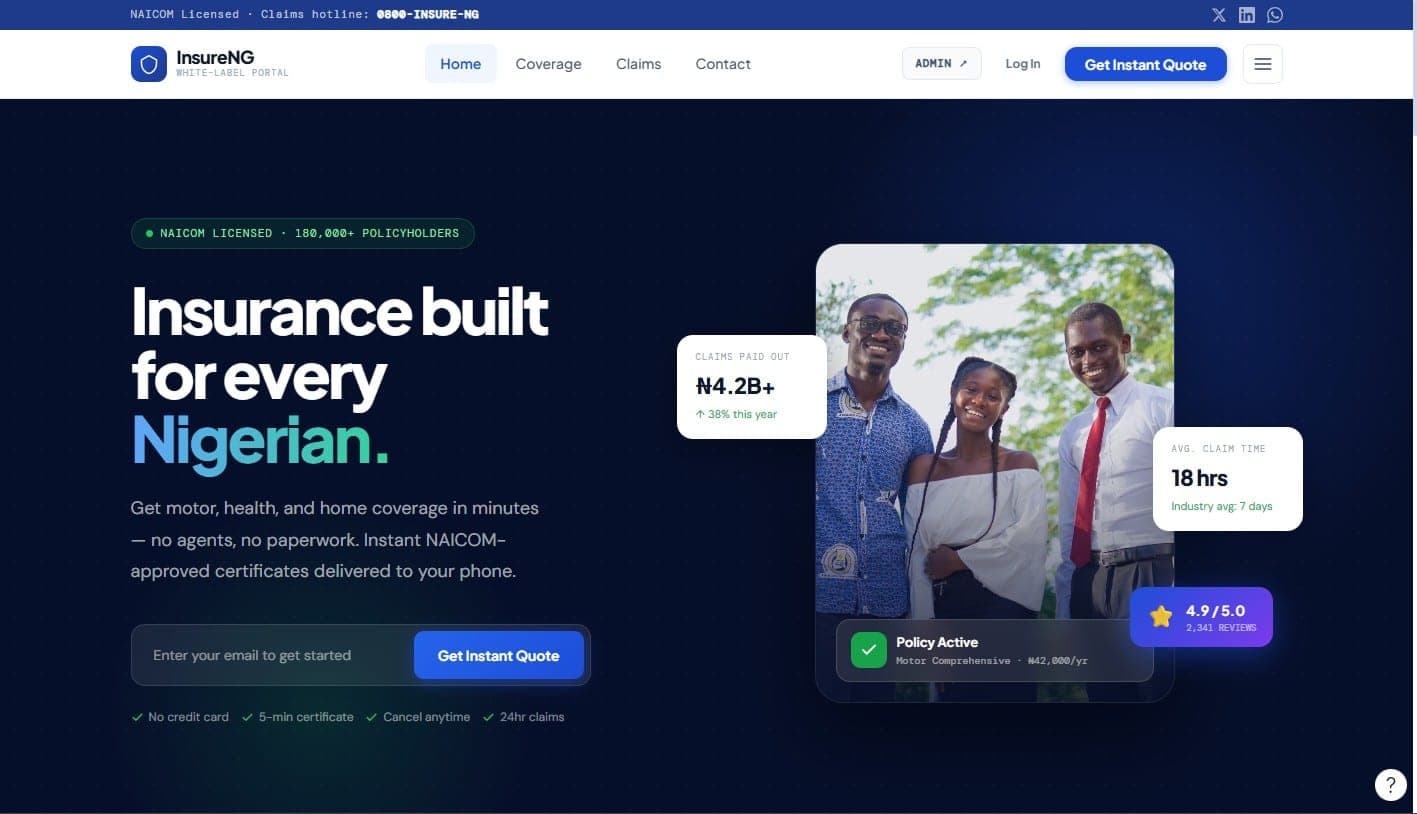 Insurtech Platform product screenshot